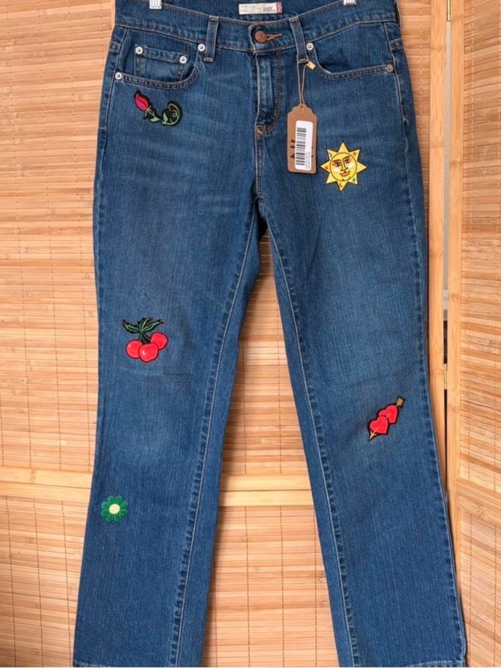 Levi’s 511 Slim Jeans 4 Short NWT — Rare Embroidered Patch Denim - Picture 2 of 9